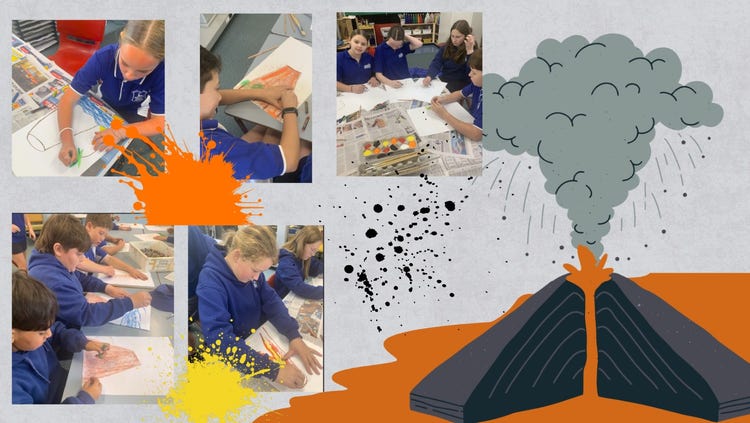 Students Volcano artwork